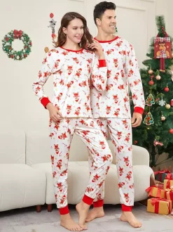 White And Red Gingerbread Man Print Family Christmas Pajamas 2026
