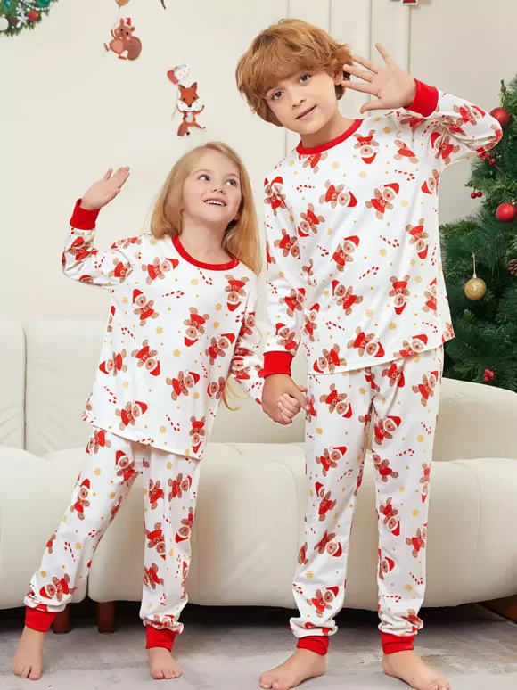 White And Red Gingerbread Man Print Family Christmas Pajamas 2026