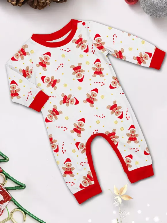 White And Red Gingerbread Man Print Family Christmas Pajamas 2026