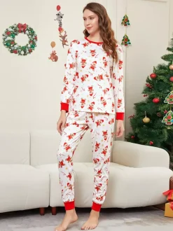White And Red Gingerbread Man Print Family Christmas Pajamas 2026