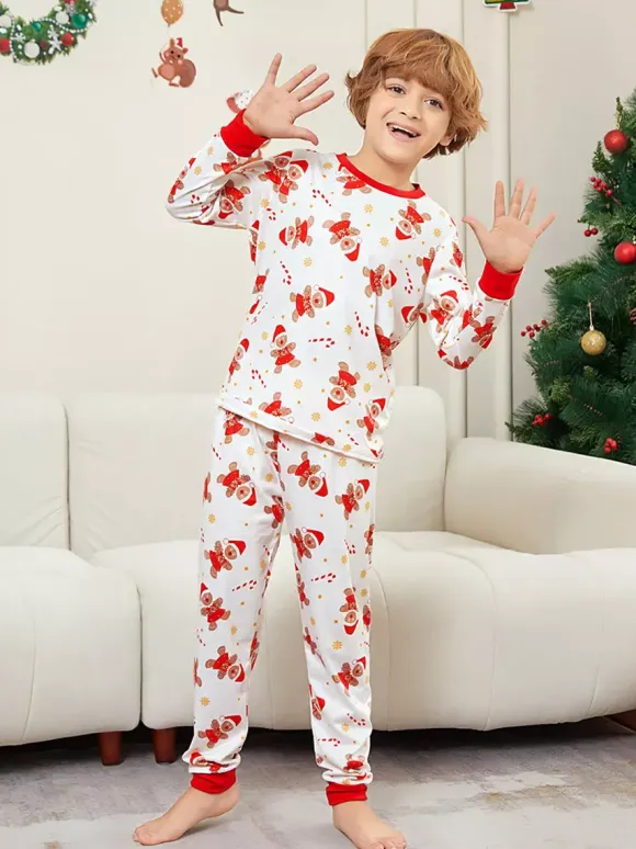 White And Red Gingerbread Man Print Family Christmas Pajamas 2026