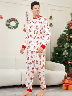 White And Red Gingerbread Man Print Family Christmas Pajamas 2026