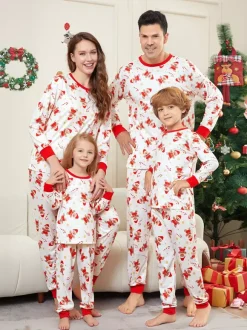 White And Red Gingerbread Man Print Family Christmas Pajamas 2026