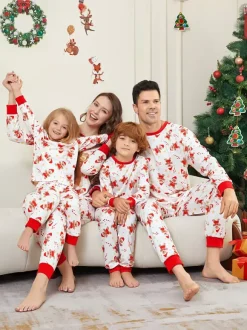 White And Red Gingerbread Man Print Family Christmas Pajamas 2026
