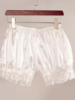 White Black Light Orange Lolita Bloomers Silk-like Lace Trim