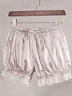White Black Light Orange Lolita Bloomers Silk-like Lace Trim