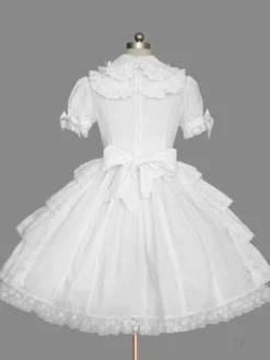White Bows Cotton Lolita One-Piece for Girls