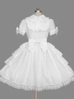 White Bows Cotton Lolita One-Piece for Girls