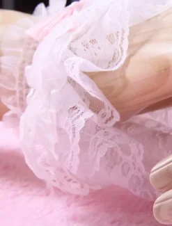 White Bows Lace Synthetic Lolita Gloves