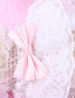 White Bows Lace Synthetic Lolita Gloves