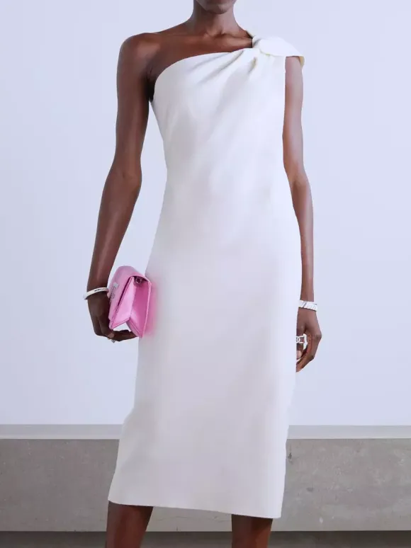 White Bridal Mother Dress One-Shoulder Sleeveless Short Pleated Guest Dresses For Wedding Free Customization
