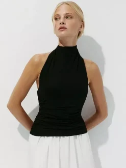 White Cami Top Halter Sexy Backless Sleeveless Women Camis