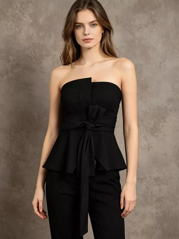 White Cami Top Strapless Sash Chic Sleeveless Women Camis