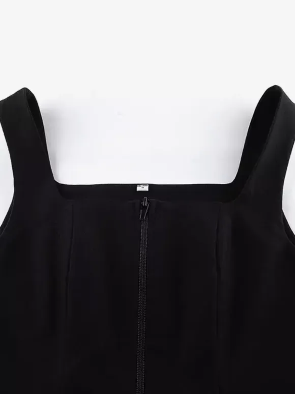 White Cami Top Straps Neck Zipper Sexy Viscose Camis For Women