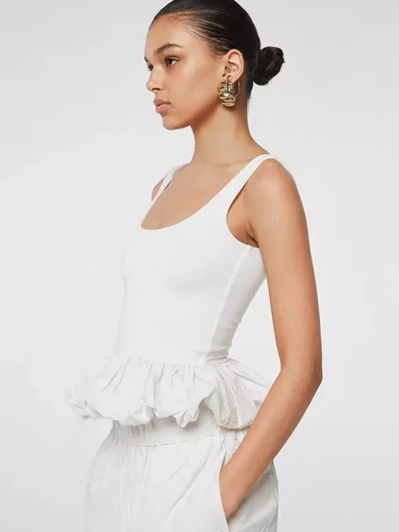 White Cami Top U-Neck Ruffles Backless Chic Camis For Women