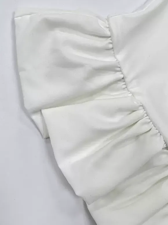 White Cami Top U-Neck Ruffles Backless Chic Camis For Women