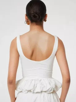 White Cami Top U-Neck Ruffles Backless Chic Camis For Women
