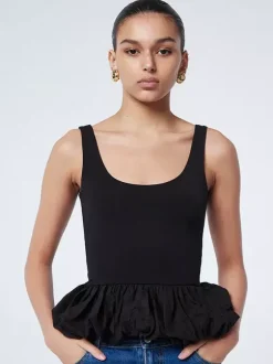 White Cami Top U-Neck Ruffles Backless Chic Camis For Women