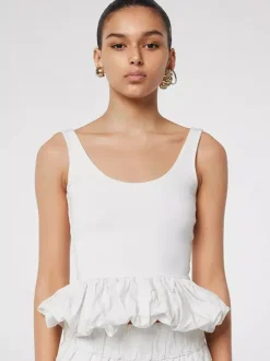 White Cami Top U-Neck Ruffles Backless Chic Camis For Women