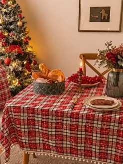 White Christmas Polyester Fiber Polyester Plaid Christmas Holidays Costumes