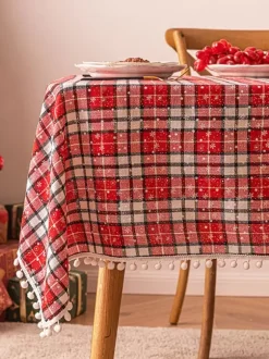 White Christmas Polyester Fiber Polyester Plaid Christmas Holidays Costumes