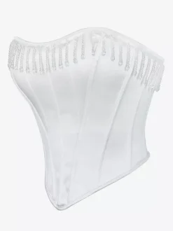 White Corset Underbust Tassel Back Bandage Wedding Women's Bustier Top