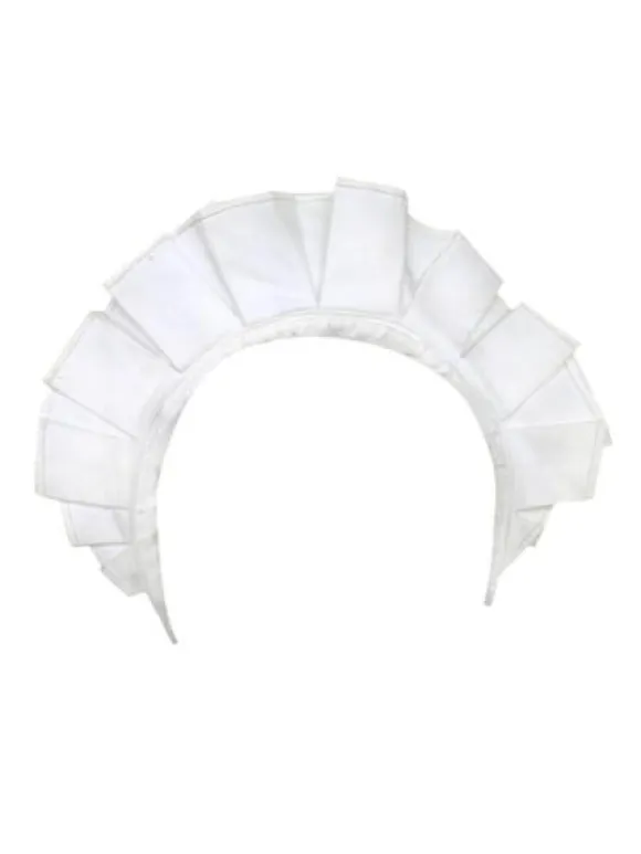 White Cotton Lolita Maidservant Headwear Ruffles