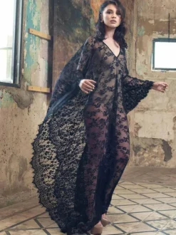 White Cover Ups Lace V-neck Bridal Nightgown Beach Vacation Bohemian Long Dress For Women