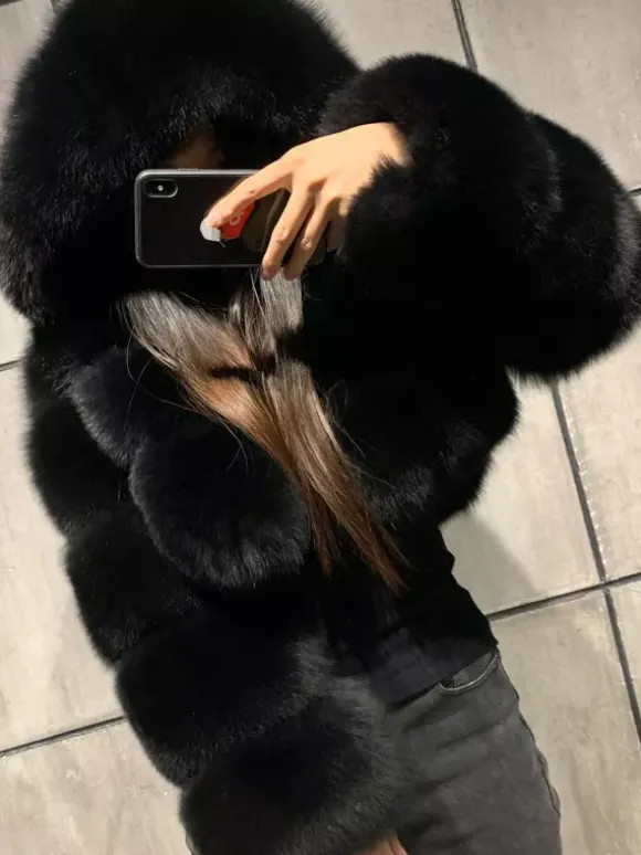 White Faux Fur Jacket With Hood Hot Girls Short Coats Winter Outerwear For Women 2026
