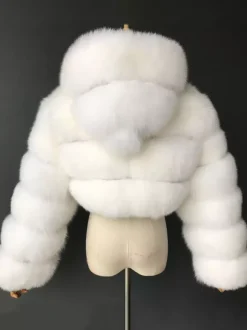 White Faux Fur Jacket With Hood Hot Girls Short Coats Winter Outerwear For Women 2026
