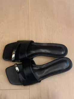 White Flat Sandal Slides Women's Open Toe Metal Detail Backless Beach Sandals