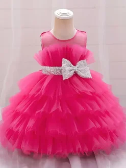 White Flower Girl Dresses Cameo Pink Tulle Sleeveless Jewel Neck Flower Girl Dresses