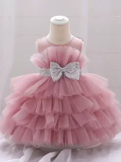 White Flower Girl Dresses Cameo Pink Tulle Sleeveless Jewel Neck Flower Girl Dresses