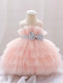 White Flower Girl Dresses Cameo Pink Tulle Sleeveless Jewel Neck Flower Girl Dresses