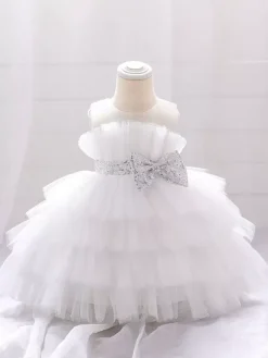 White Flower Girl Dresses Cameo Pink Tulle Sleeveless Jewel Neck Flower Girl Dresses