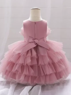 White Flower Girl Dresses Cameo Pink Tulle Sleeveless Jewel Neck Flower Girl Dresses