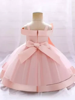 White Flower Girl Dresses Soft Pink Tulle Sleeveless Square Neck Flower Girl Dresses