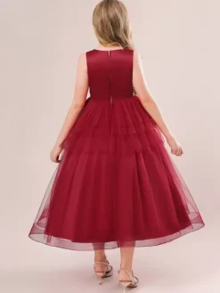 White Flower Girl Dresses Special Occasion Dresses Champagne Tulle Sleeveless Jewel Neck Flower Girl Dresses