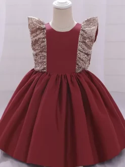 White Flower Girl Dresses Special Occasion Dresses Pink Polyester Short Sleeves Jewel Neck Flower Girl Dresses