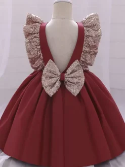White Flower Girl Dresses Special Occasion Dresses Pink Polyester Short Sleeves Jewel Neck Flower Girl Dresses