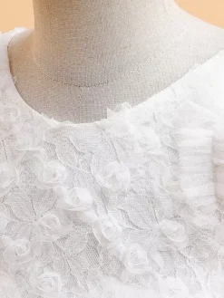 White Flower Girl Dresses Special Occasion Dresses White Tulle Short Sleeves Jewel Neck Flower Girl Dresses