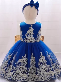 White Flower Girl Dresses Special Occasion Dresses Royal Blue Lace Sleeveless Jewel Neck Flower Girl Dresses