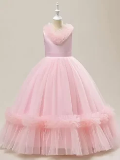 White Flower Girl Dresses Special Occasion Dresses Champagne Tulle Sleeveless V-Neck Flower Girl Dresses