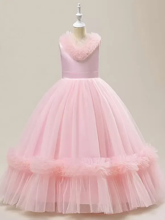 White Flower Girl Dresses Special Occasion Dresses Champagne Tulle Sleeveless V-Neck Flower Girl Dresses