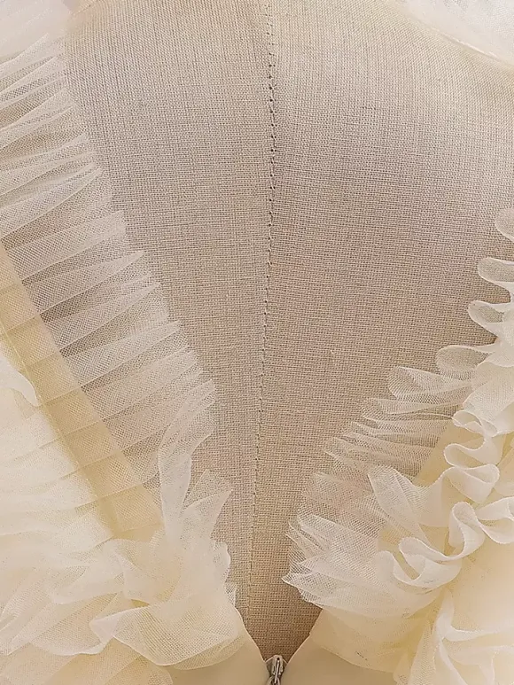 White Flower Girl Dresses Special Occasion Dresses Champagne Tulle Sleeveless V-Neck Flower Girl Dresses