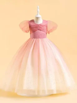 White Flower Girl Dresses Special Occasion Dresses Pink Sequined Short Sleeves Jewel Neck Flower Girl Dresses