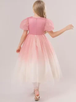 White Flower Girl Dresses Special Occasion Dresses Pink Sequined Short Sleeves Jewel Neck Flower Girl Dresses