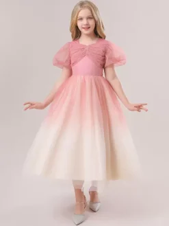 White Flower Girl Dresses Special Occasion Dresses Pink Sequined Short Sleeves Jewel Neck Flower Girl Dresses