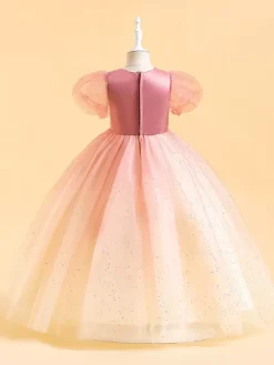 White Flower Girl Dresses Special Occasion Dresses Pink Sequined Short Sleeves Jewel Neck Flower Girl Dresses