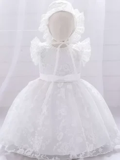 White Flower Girl Dresses Special Occasion Dresses White Lace Sleeveless Jewel Neck Flower Girl Dresses